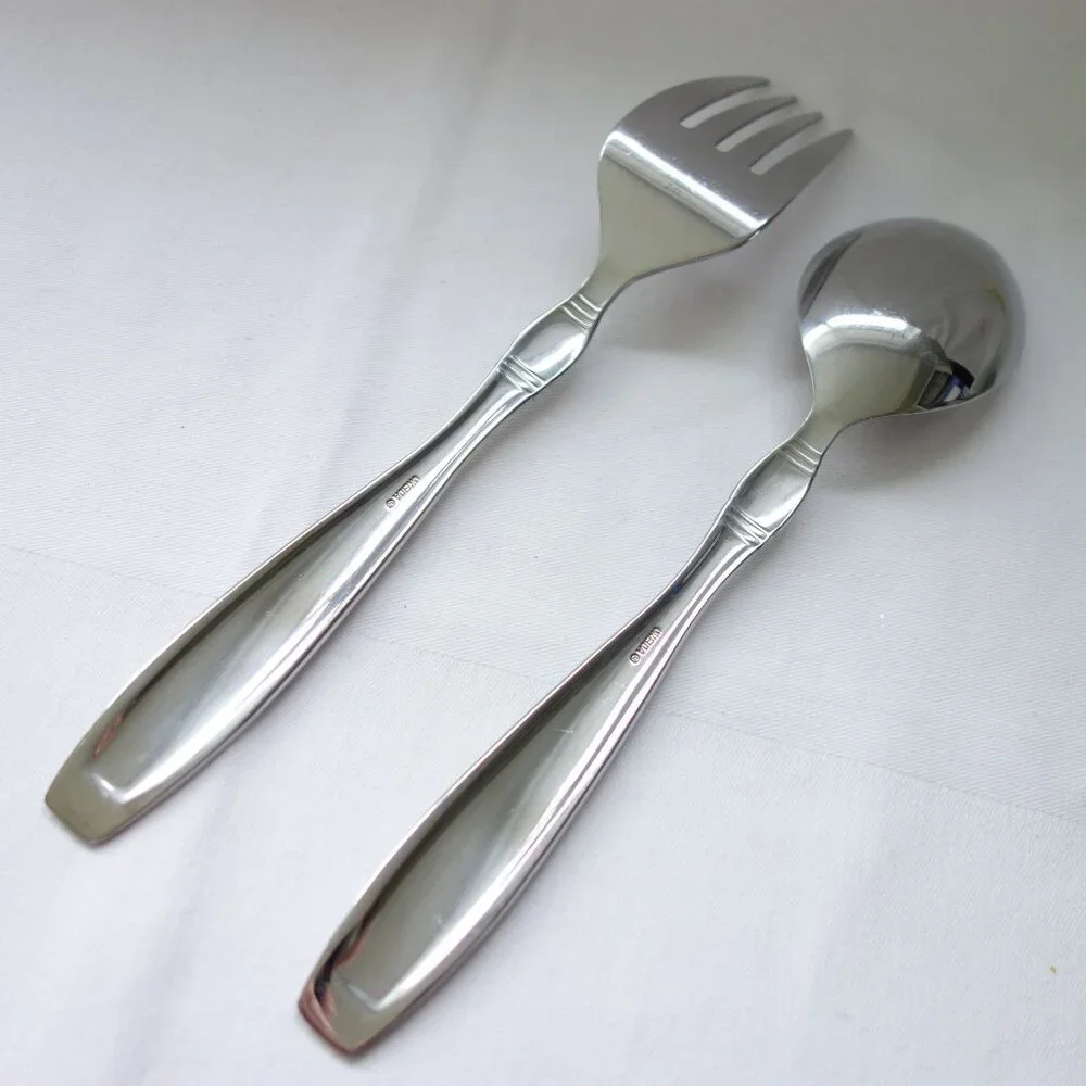 Oneida Vista Stainless‎ 18/0 Flatware Serving Fork and Spoon